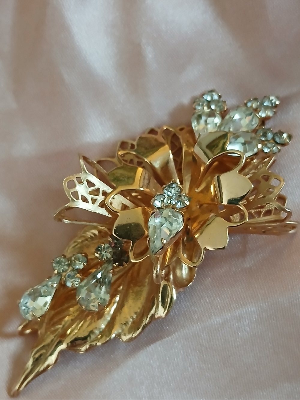 Stunning 1950s Crystal Glass Rhinestone Brooch/ Pendant